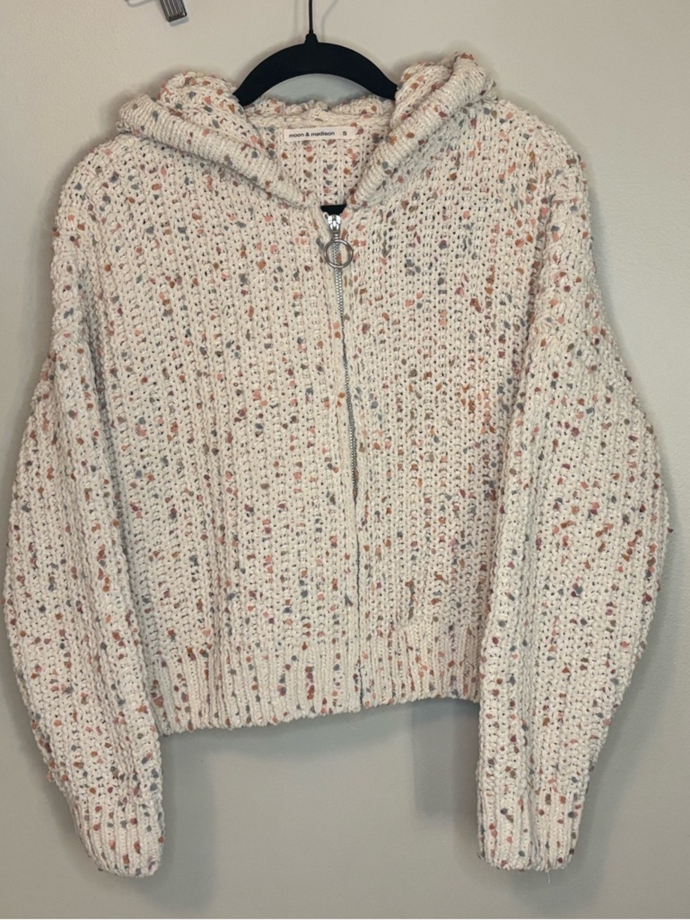 Cozy Cream Speckled Zip Hoodie Sweater